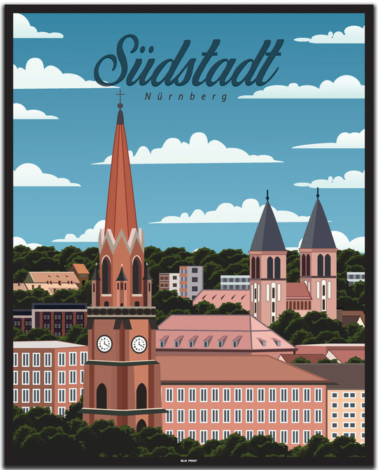 vintage nürnberg poster shop #40x50cm-schwarzer-farbrand