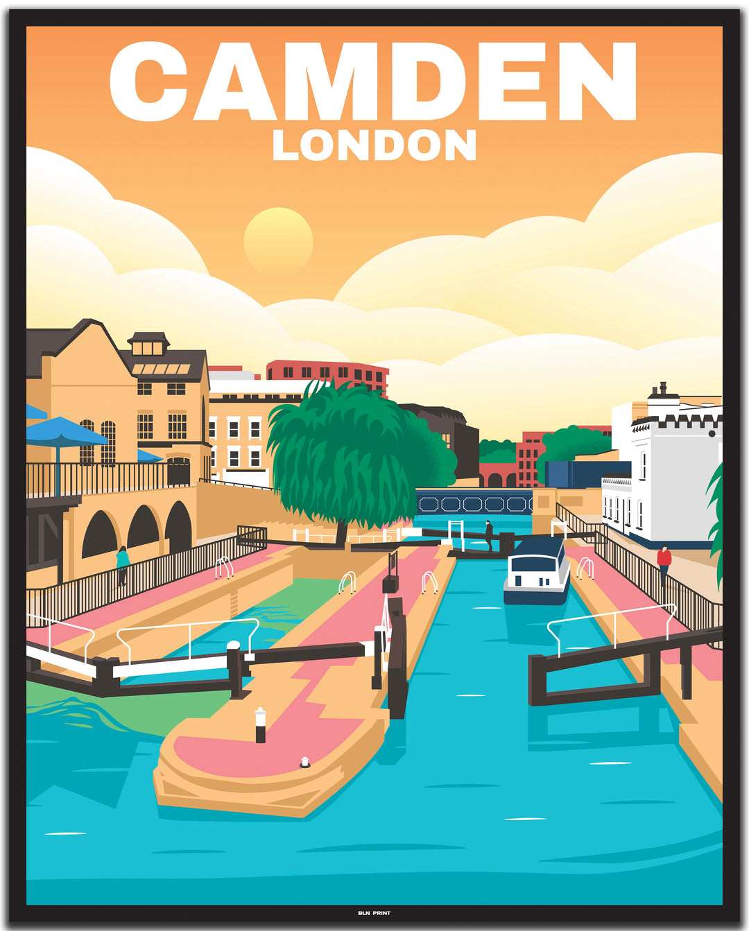 vintage travel poster london #40x50cm-black-color-border