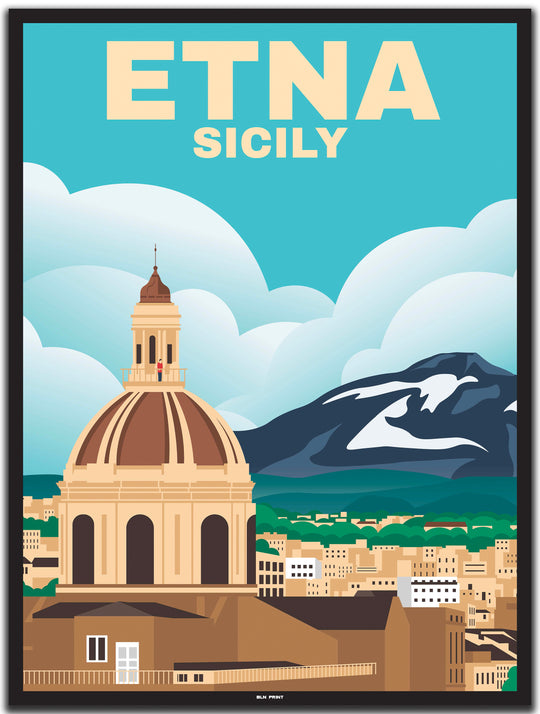 vintage travel poster Palermo #30x40cm-schwarzer-farbrand