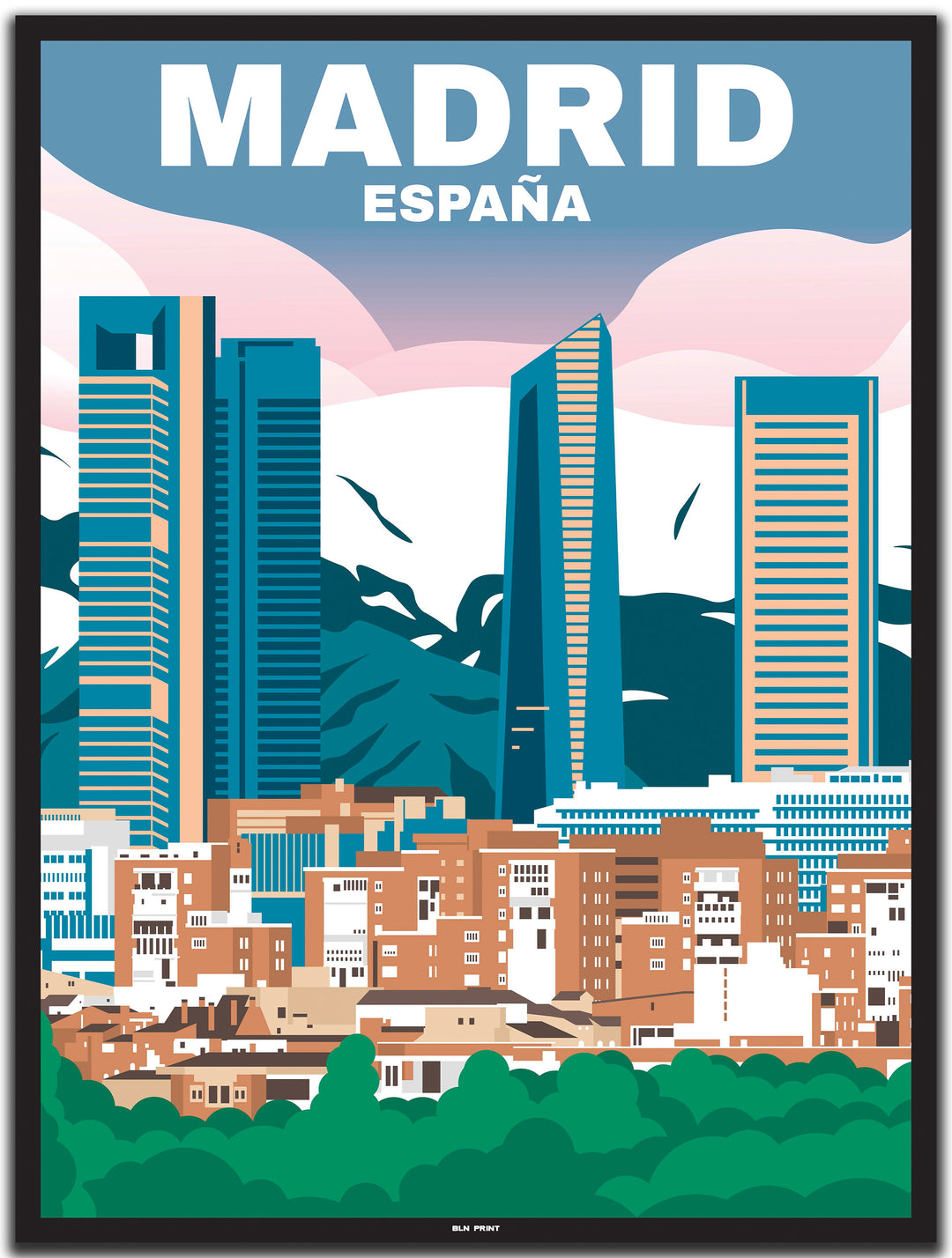 vintage travel poster Madrid #30x40cm-black-color-border