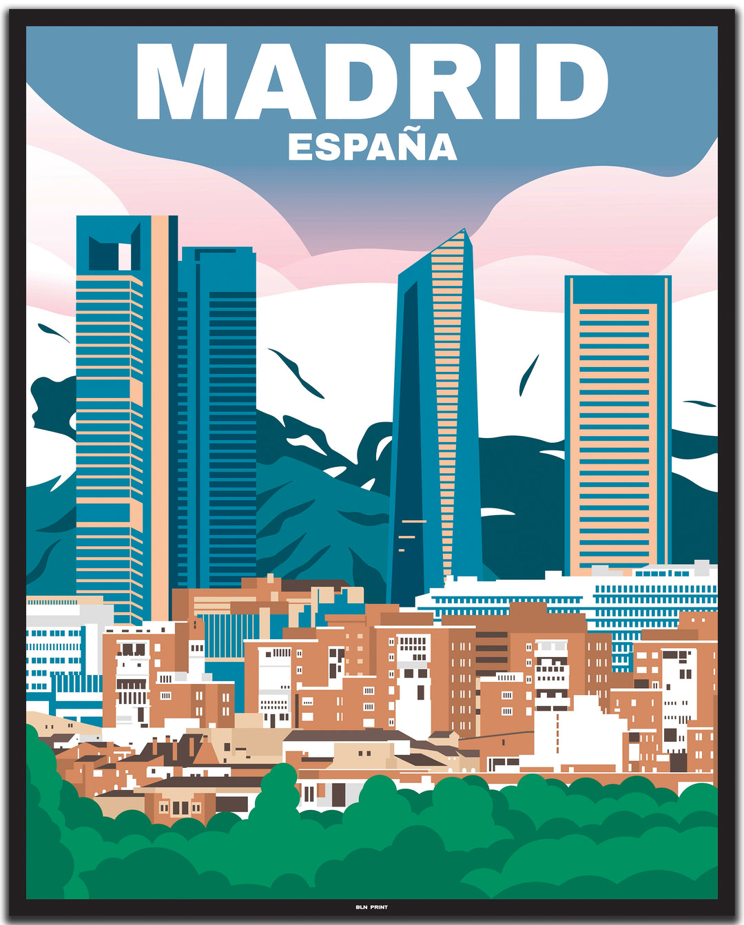 vintage travel poster Madrid #40x50cm-black-color-border