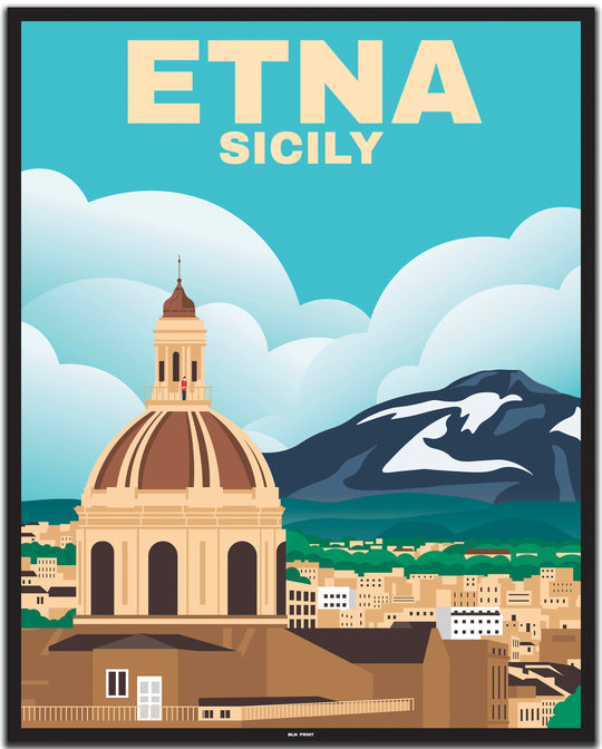 vintage travel poster palermo #40x50cm-black-color-border