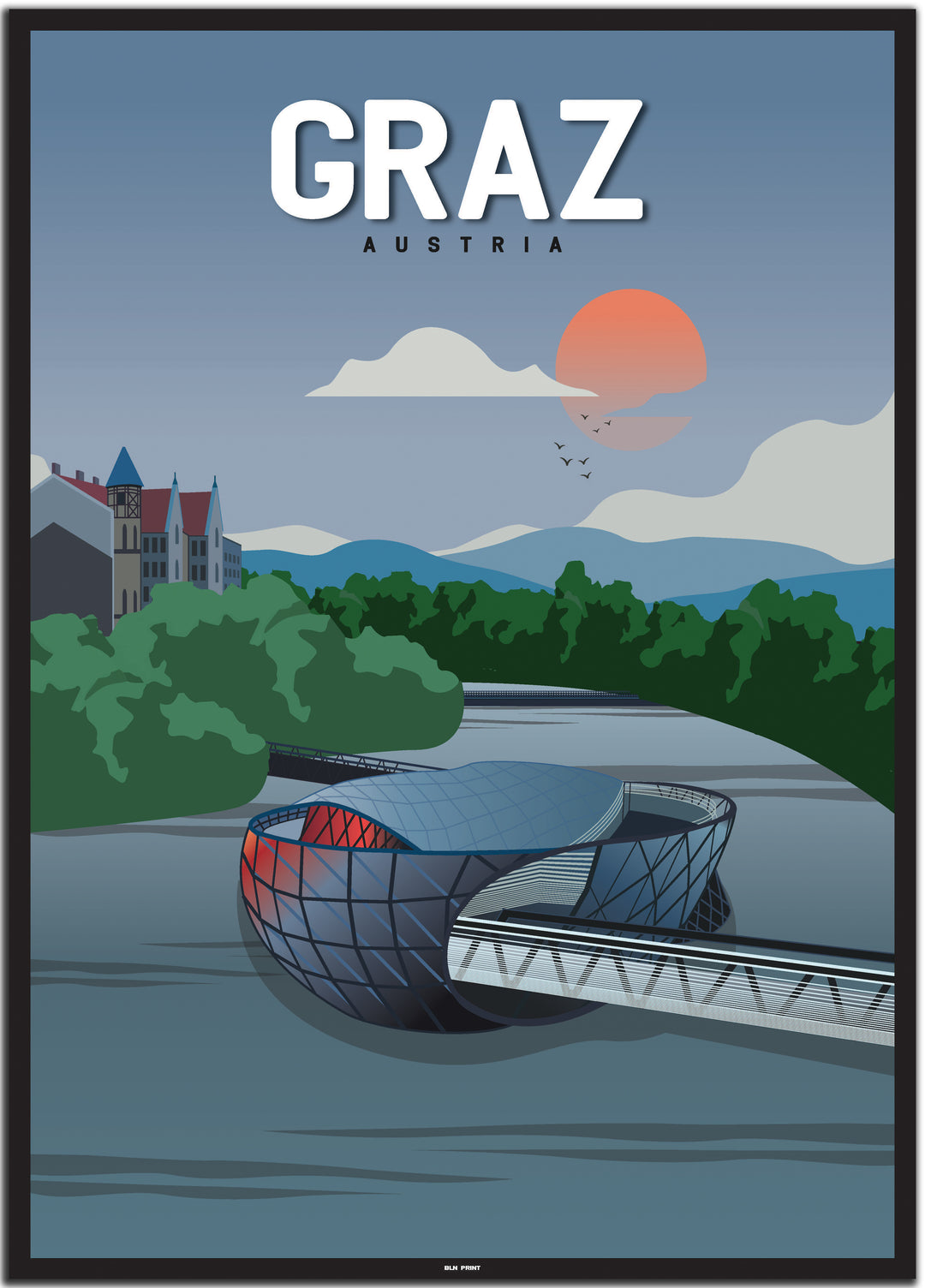 vintage graz poster shop #50x70cm-schwarzer-farbrand