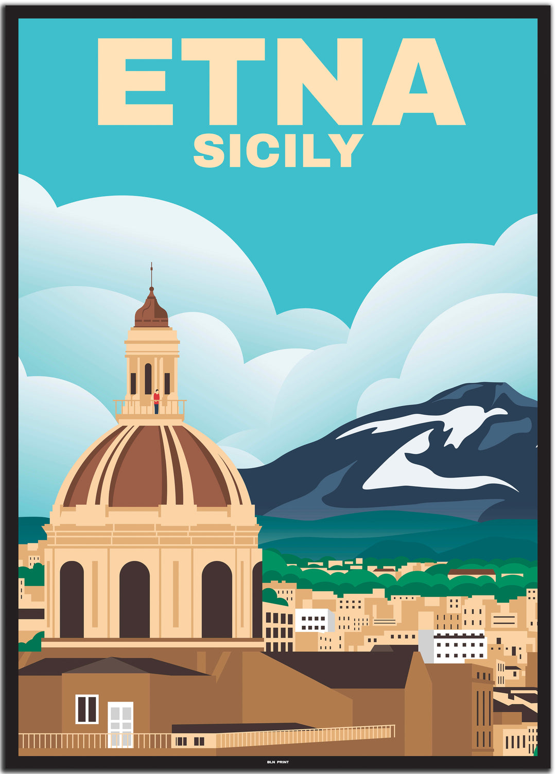 vintage travel poster palermo #50x70cm-schwarzer-farbrand