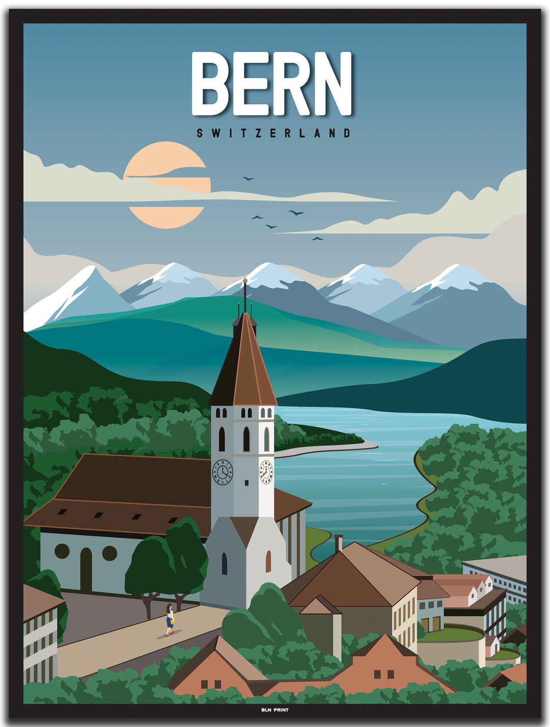 vintage Bern poster shop #30x40cm-schwarzer-farbrand