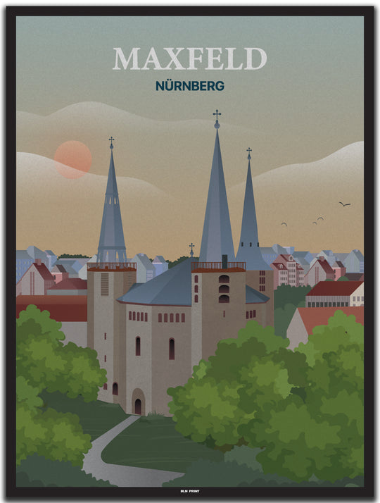 vintage nürnberg poster shop #30x40cm-schwarzer-farbrand