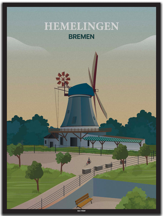 vintage bremen poster shop #30x40cm-schwarzer-farbrand