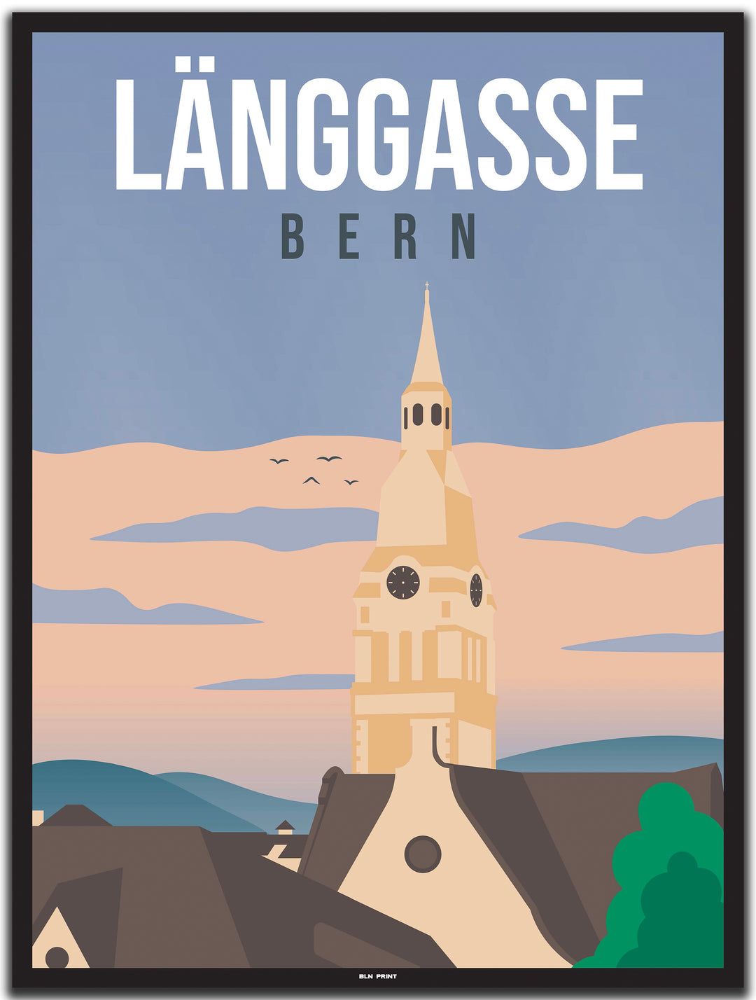 vintage Bern poster shop #30x40cm-schwarzer-farbrand