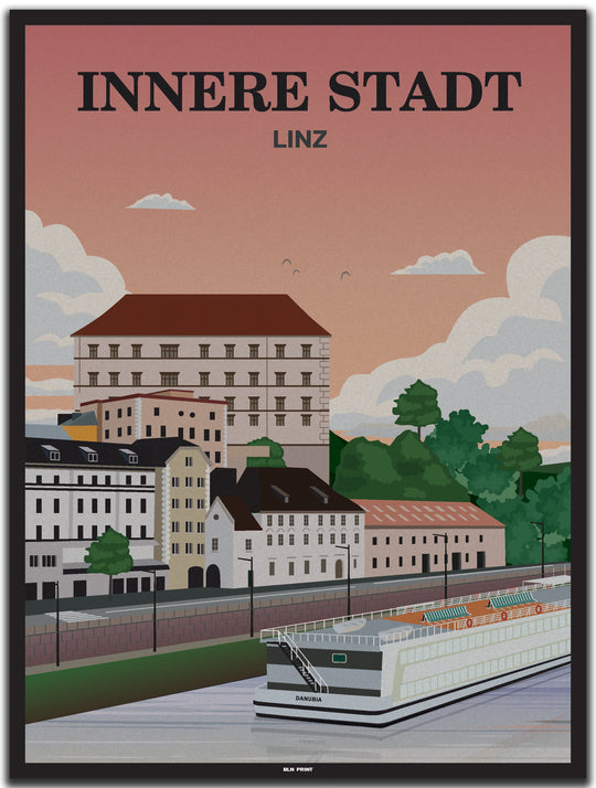 vintage Linz poster shop #30x40cm-schwarzer-farbrand