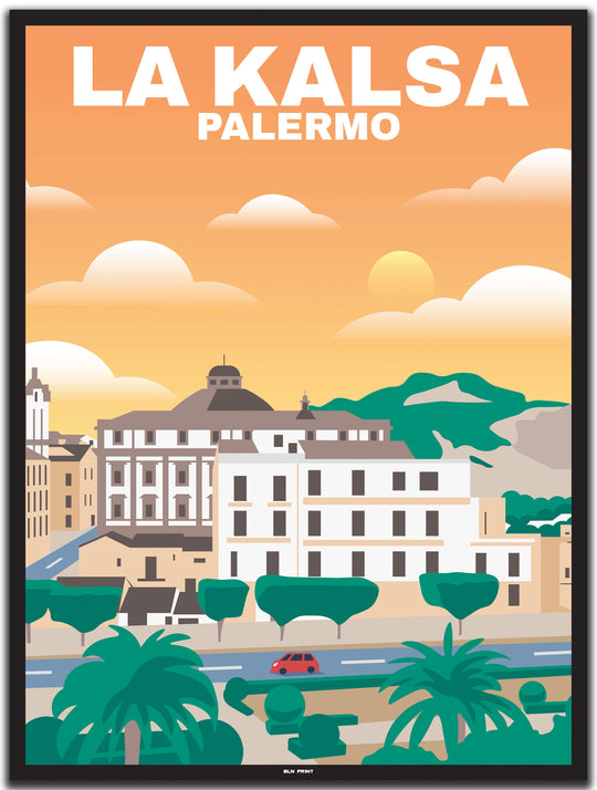 vintage travel poster Palermo #30x40cm-schwarzer-farbrand