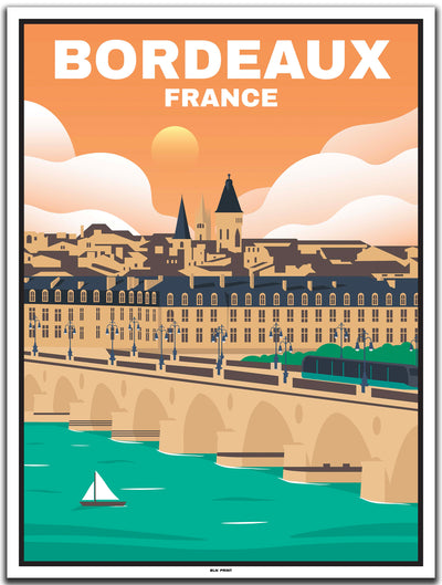 vintage kunstdruck poster Pont de Pierre Bordeaux #30x40cm-weier-farbrand