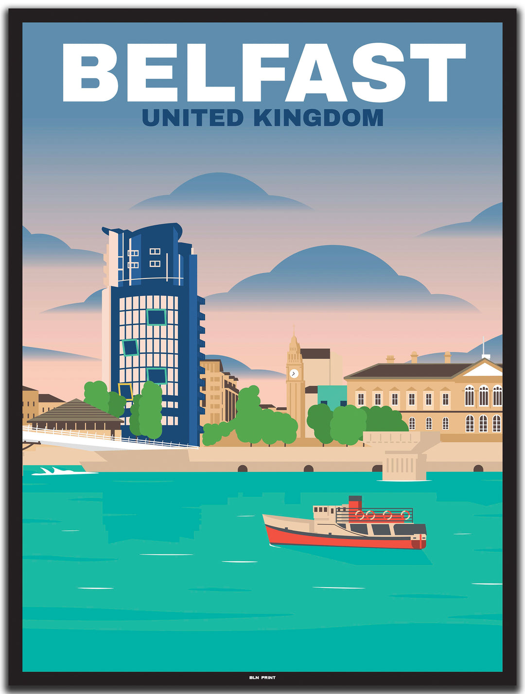 vintage belfast poster shop #30x40cm-schwarzer-farbrand