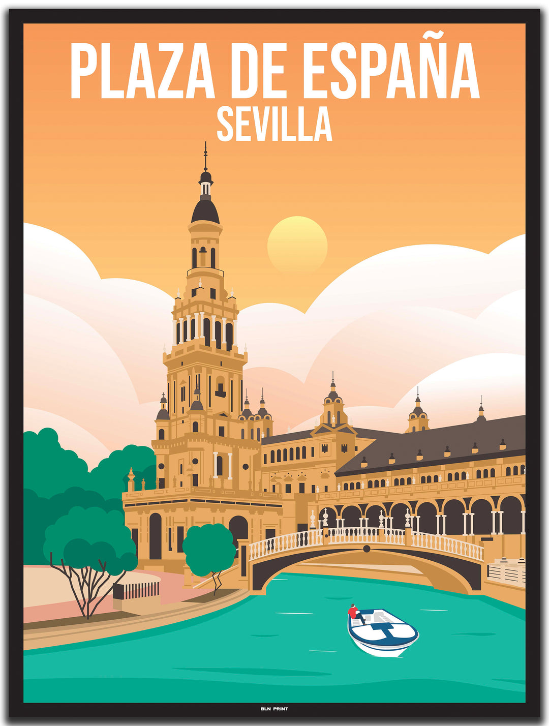 vintage travel poster sevilla #30x40cm-black-color-border