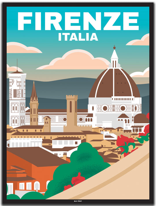 vintage travel poster florenz #30x40cm-black-color-border