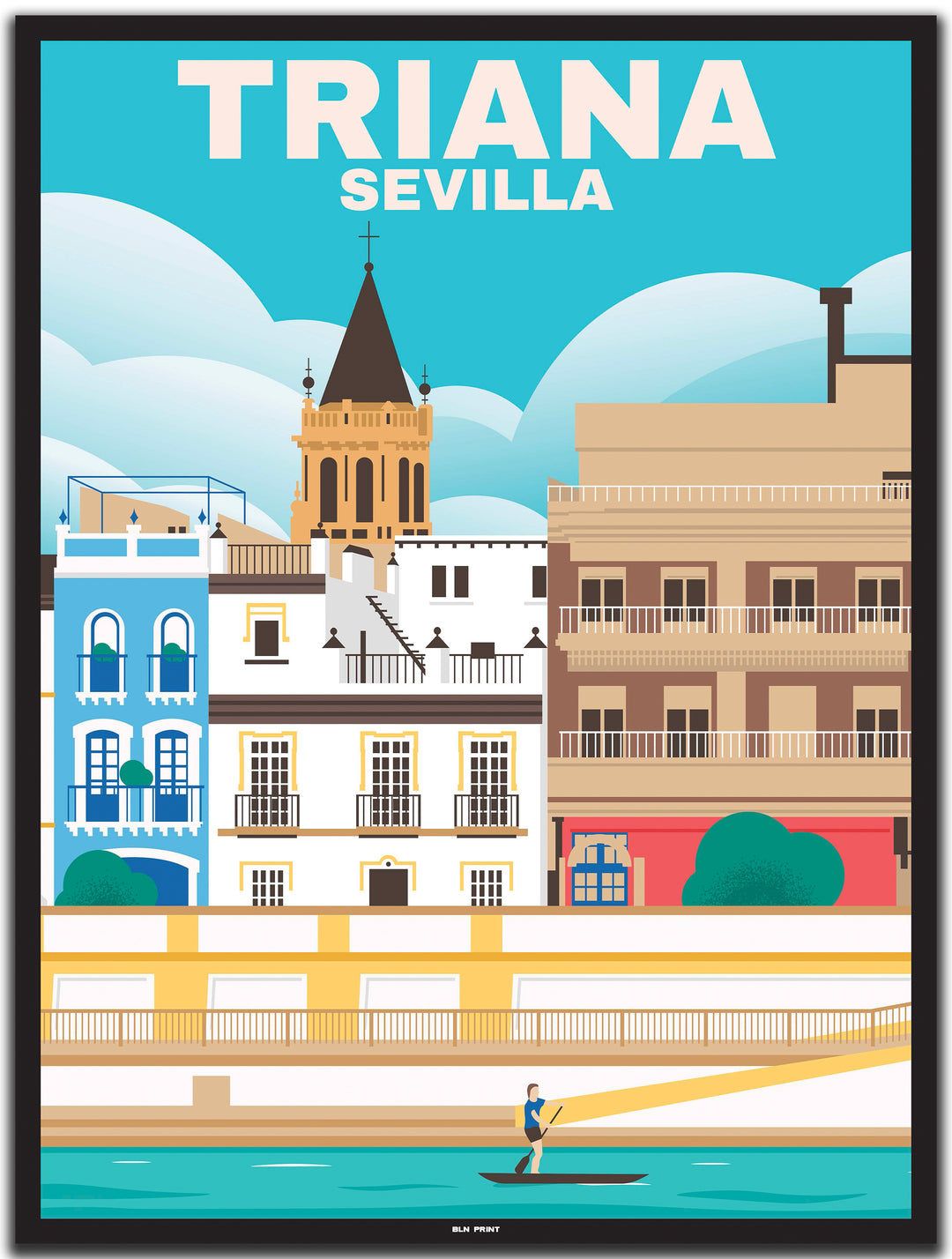 vintage travel poster sevilla #30x40cm-black-color-border