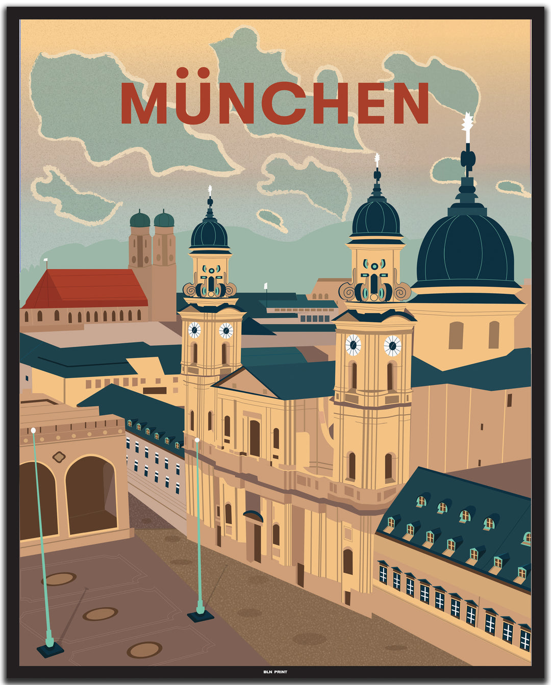 vintage münchen poster shop #40x50cm-schwarzer-farbrand