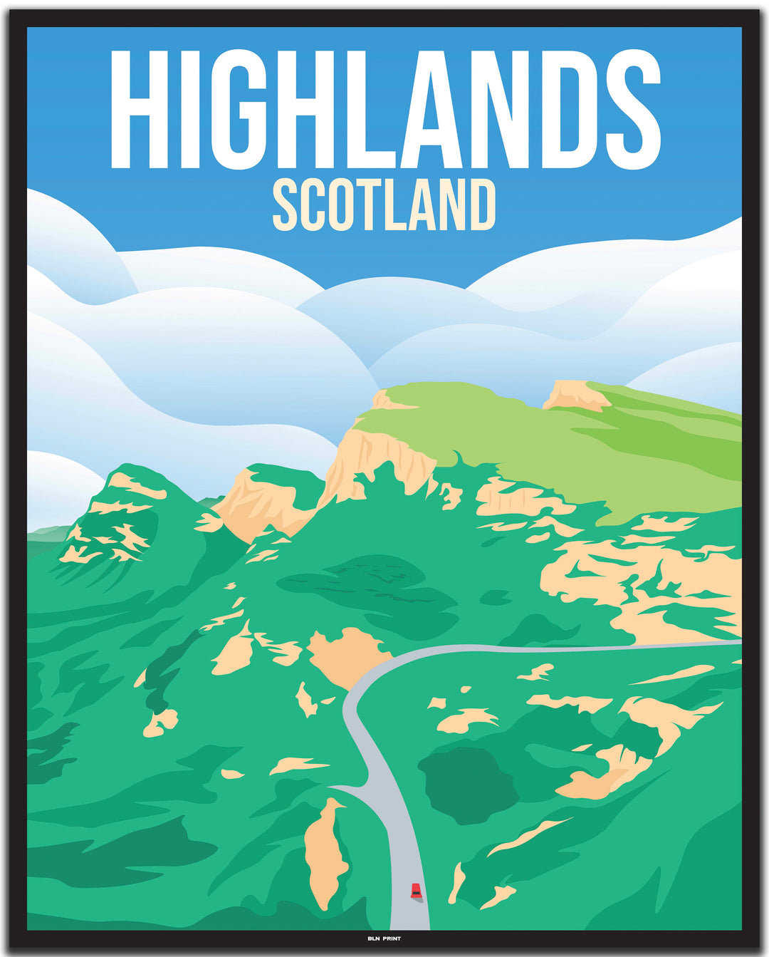 vintage travel poster edinburgh #40x50cm-black-color-border