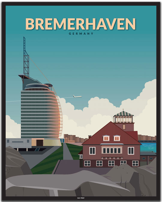 vintage bremen poster shop #40x50cm-schwarzer-farbrand