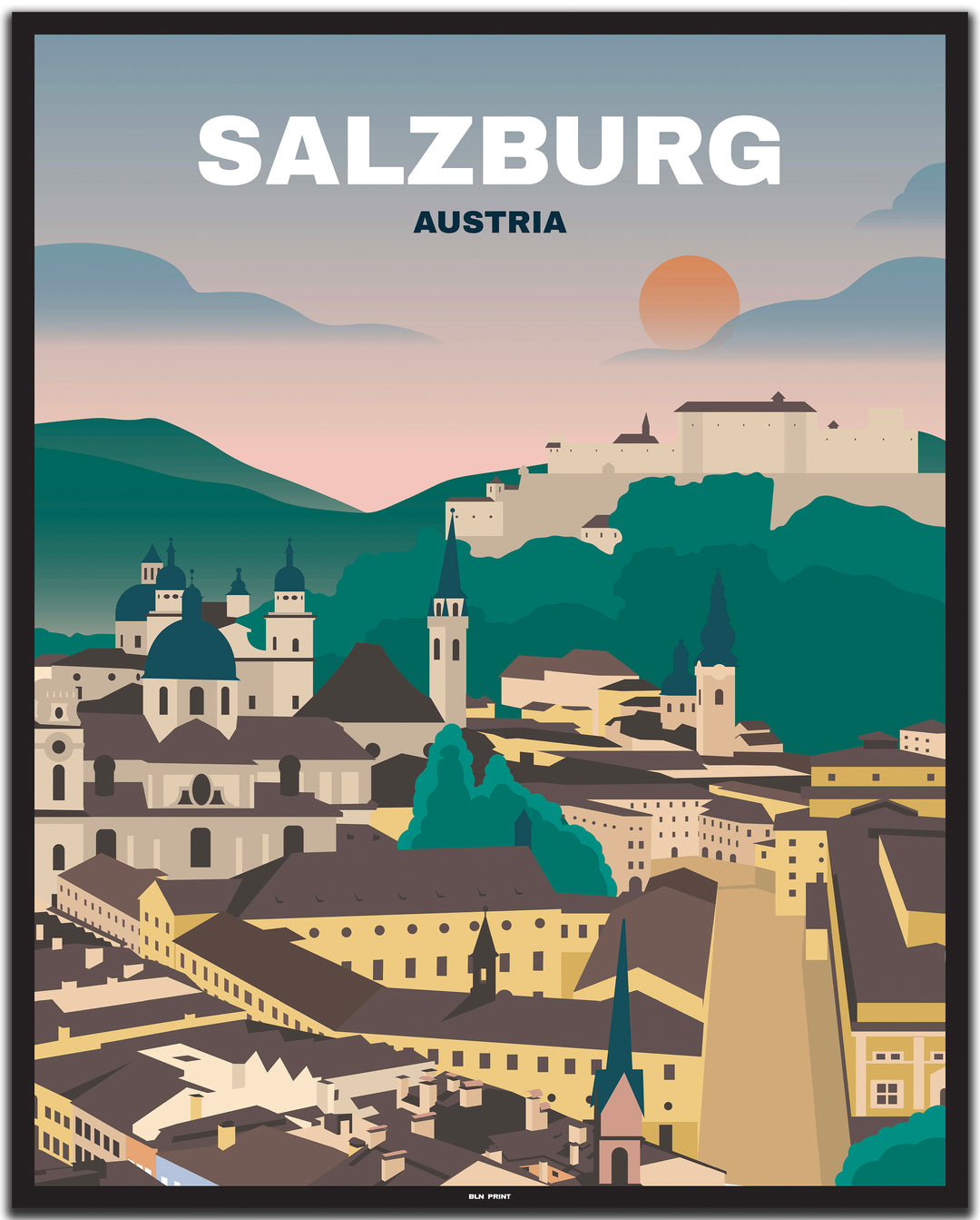 vintage salzburg poster shop #40x50cm-schwarzer-farbrand