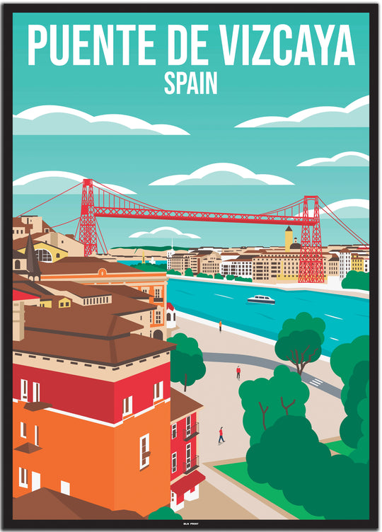 vintage travel poster bilbao #50x70cm-schwarzer-farbrand