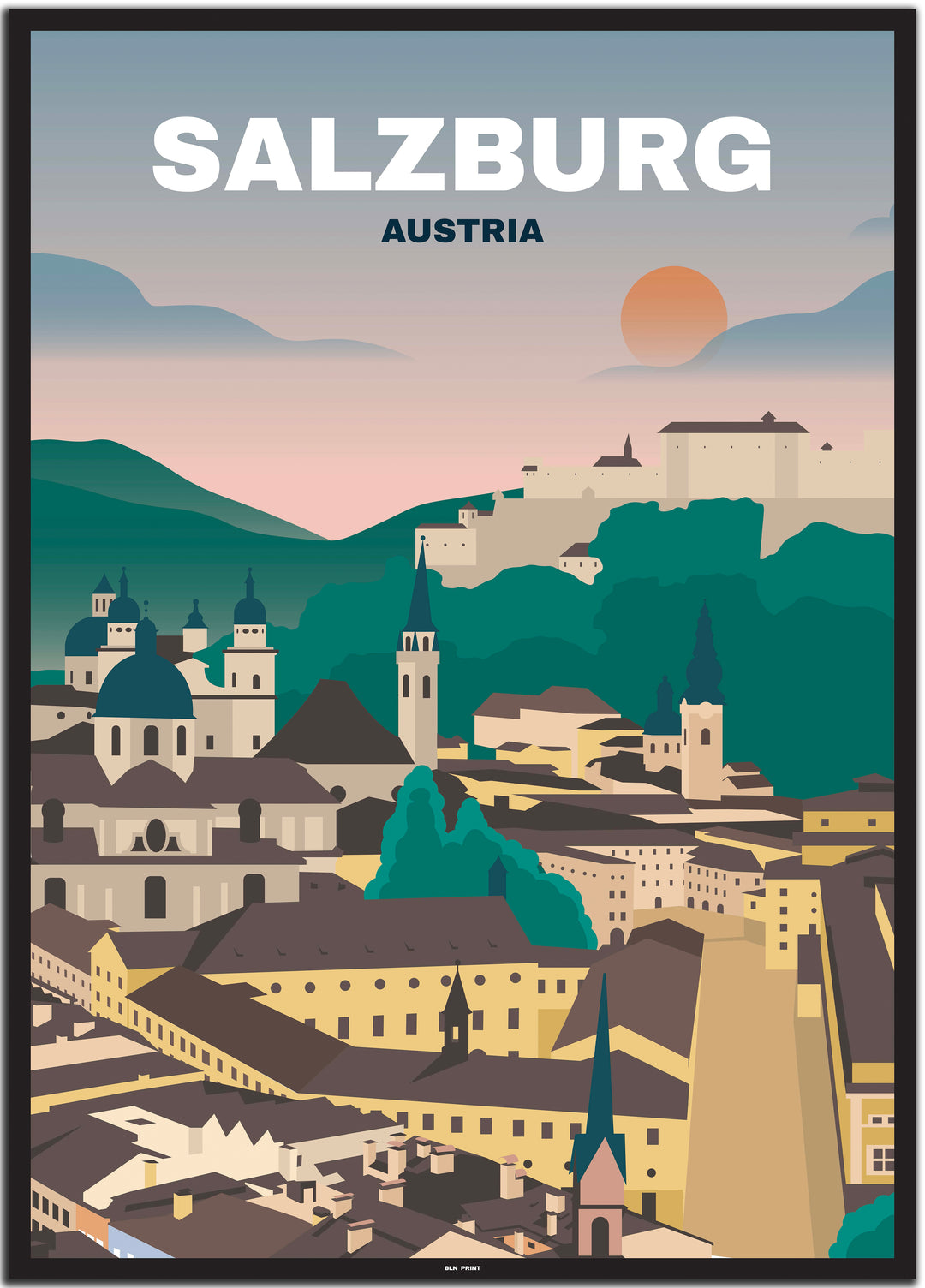 vintage salzburg poster shop #50x70cm-schwarzer-farbrand