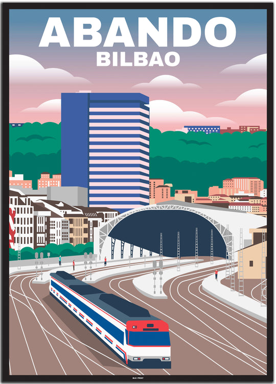 vintage travel poster bilbao #50x70cm-schwarzer-farbrand