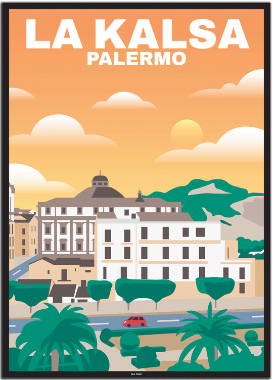 vintage travel poster palermo #50x70cm-black-color-border