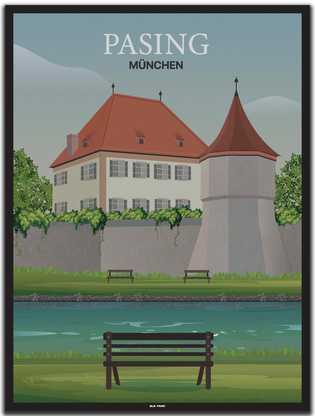 vintage münchen poster shop #30x40cm-schwarzer-farbrand