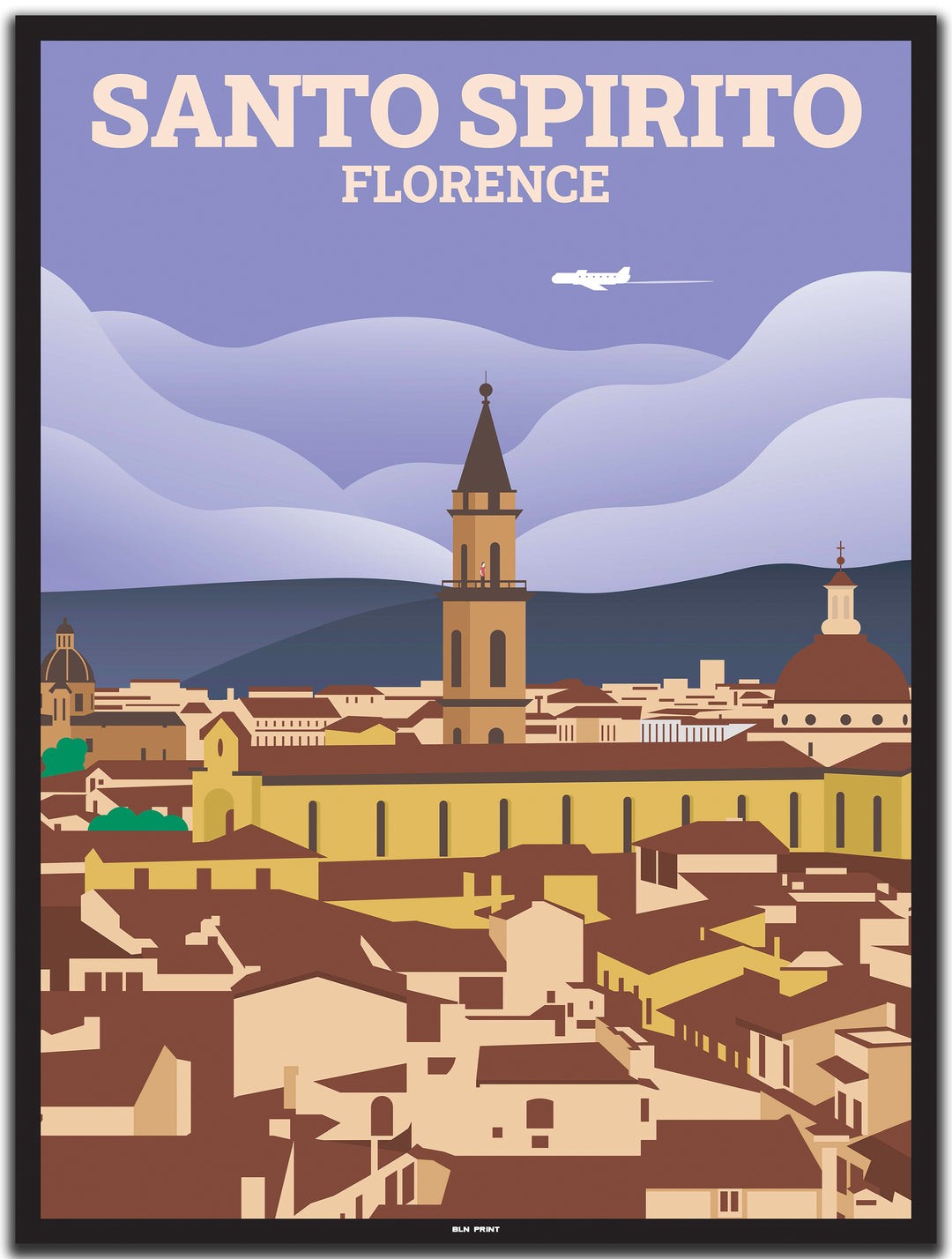 vintage travel poster florenz #30x40cm-black-color-border