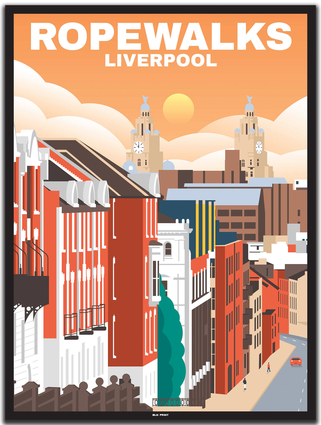 vintage travel poster liverpool #30x40cm-black-color-border