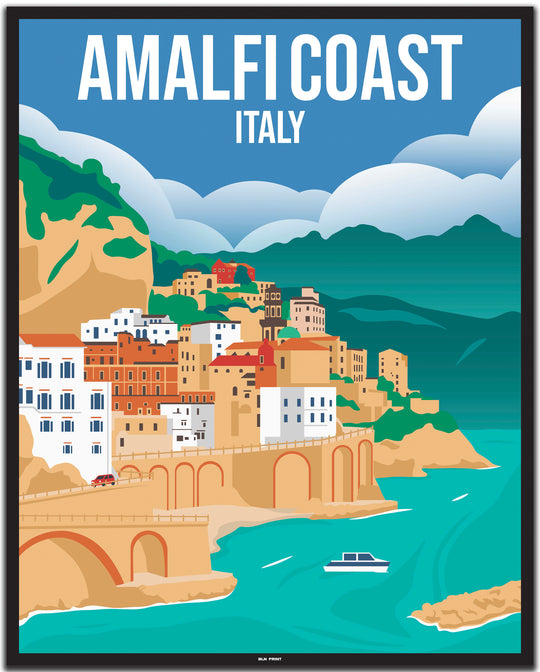 vintage travel poster napoli #40x50cm-black-color-border