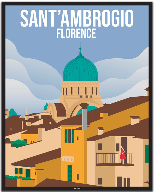 vintage travel poster florenz #40x50cm-black-color-border