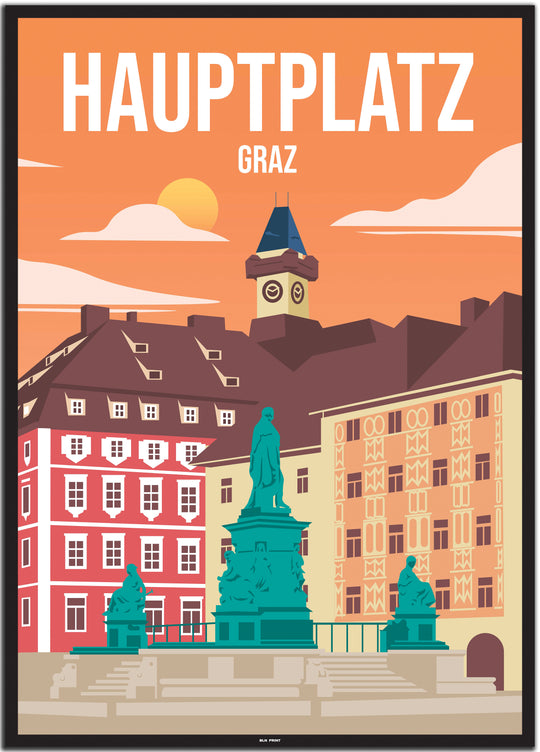 vintage graz poster shop #50x70cm-schwarzer-farbrand