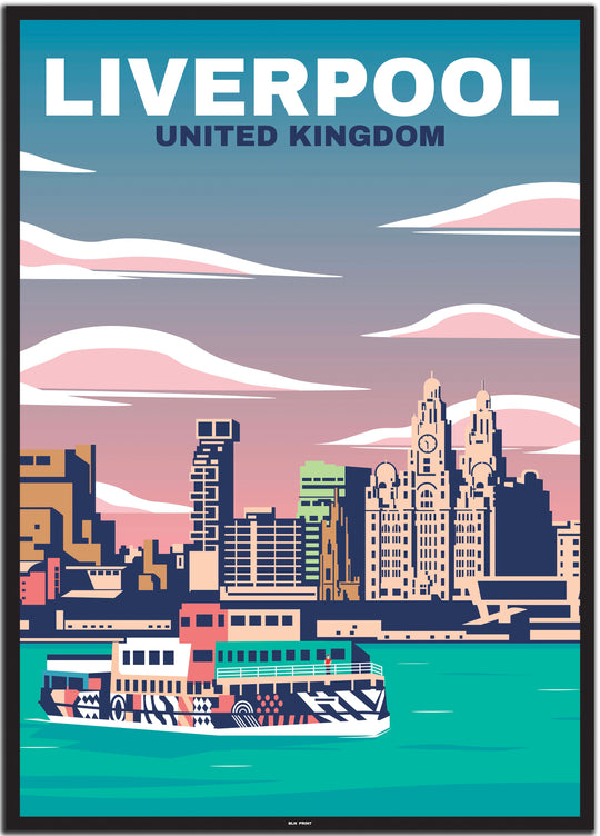 vintage travel poster liverpool #50x70cm-schwarzer-farbrand