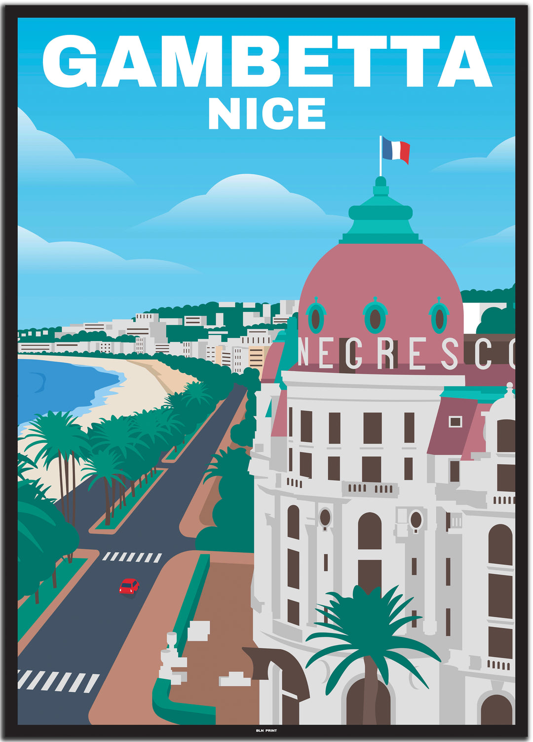 vintage travel poster nizza #50x70cm-schwarzer-farbrand