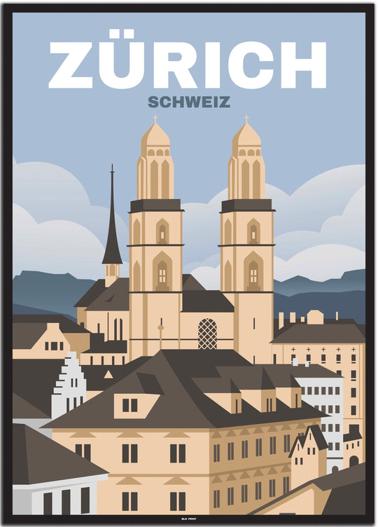 vintage zürich poster shop #50x70cm-schwarzer-farbrand