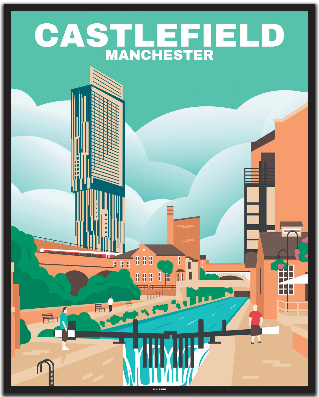 vintage travel poster manchester #40x50cm-black-color-border