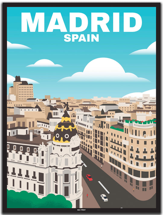 vintage travel poster Madrid #30x40cm-black-color-border