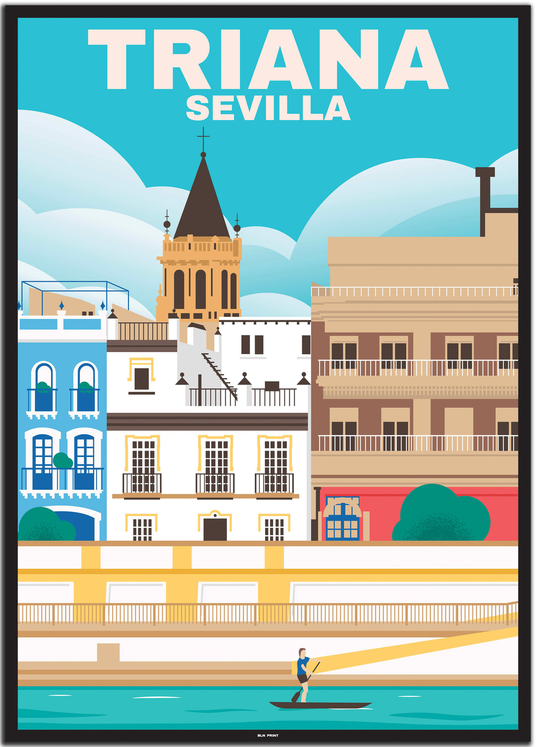 vintage travel poster sevilla #50x70cm-schwarzer-farbrand