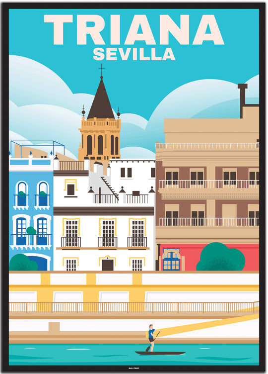 vintage travel poster sevilla #50x70cm-schwarzer-farbrand