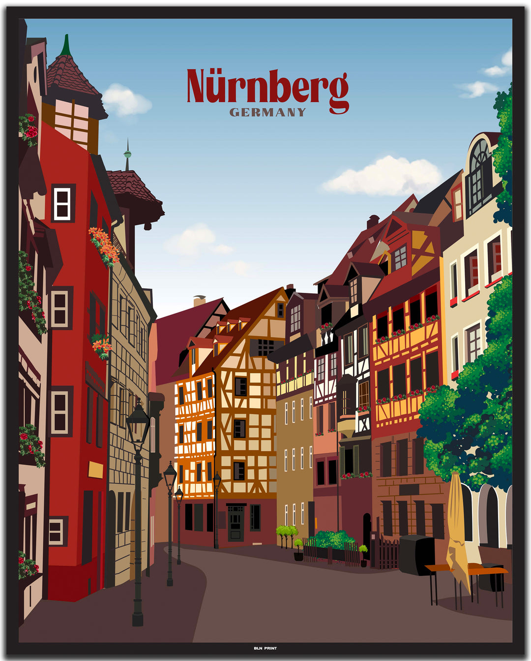 vintage nürnberg poster shop #40x50cm-schwarzer-farbrand