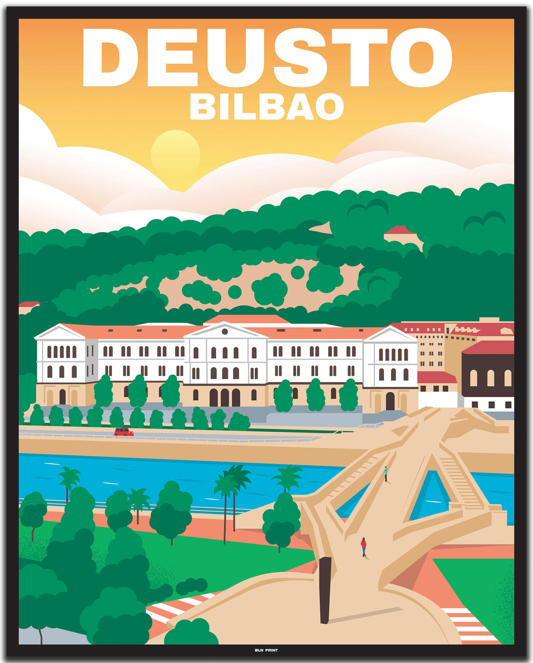 vintage travel poster bilbao #40x50cm-schwarzer-farbrand