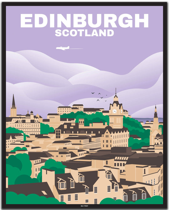 vintage travel poster edinburgh #40x50cm-black-color-border