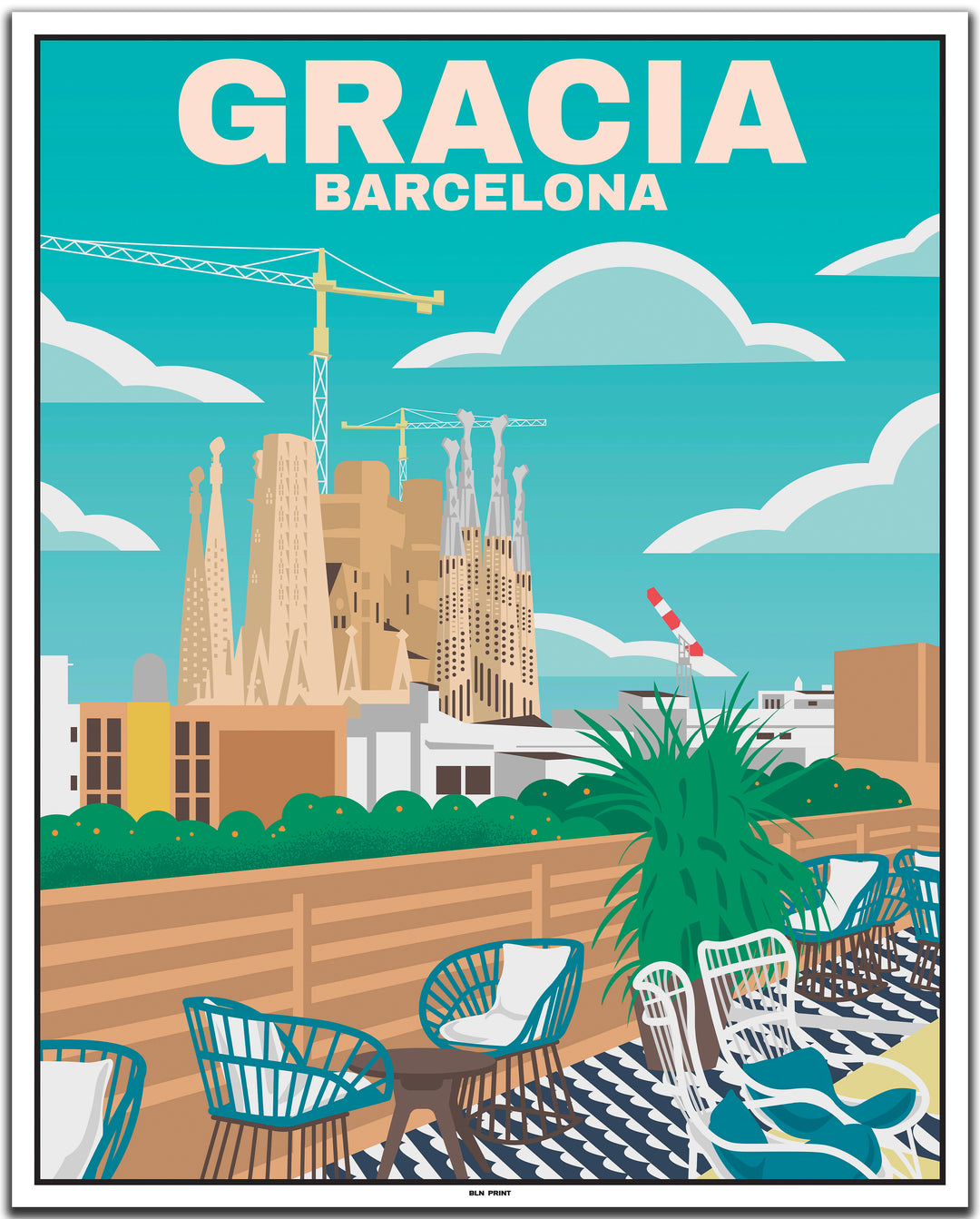 vintage travel poster barcelona #40x50cm-weier-farbrand