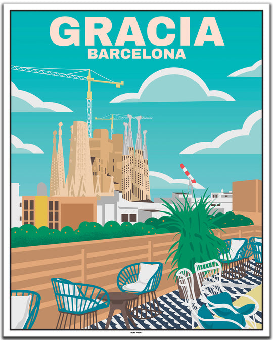 vintage travel poster barcelona #40x50cm-weier-farbrand