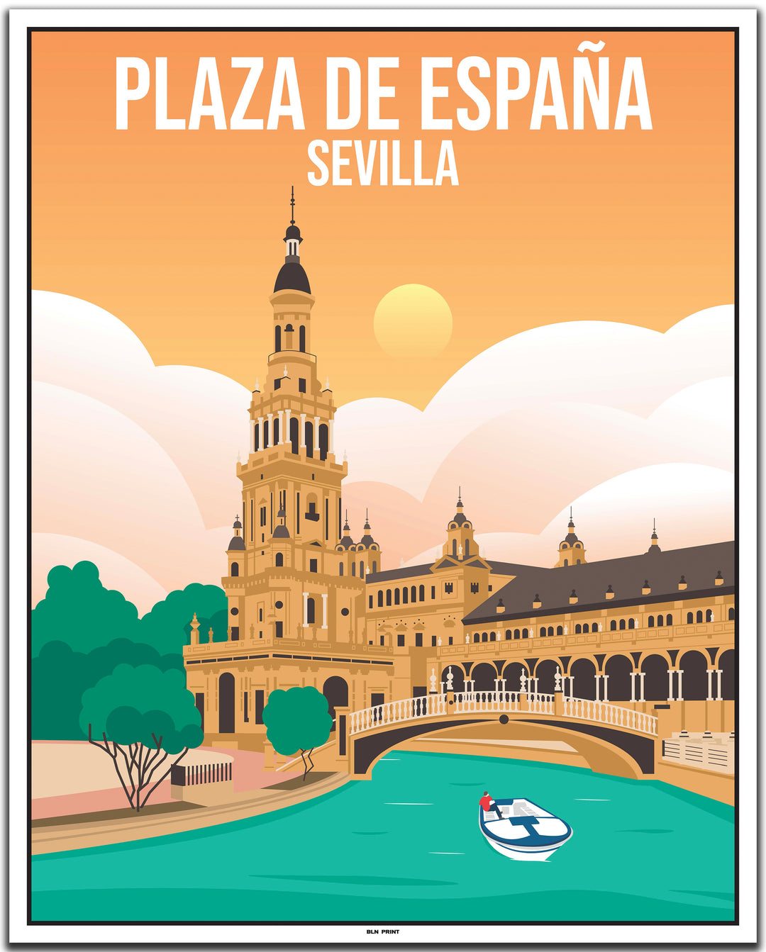 vintage travel poster sevilla #40x50cm-white-color-border