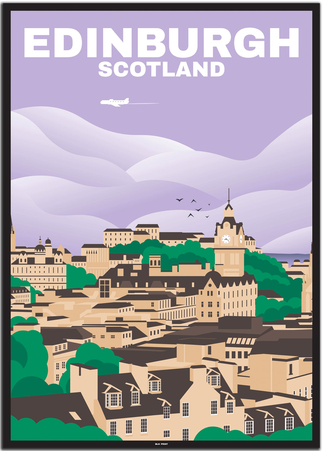 vintage travel poster edinburgh #50x70cm-schwarzer-farbrand