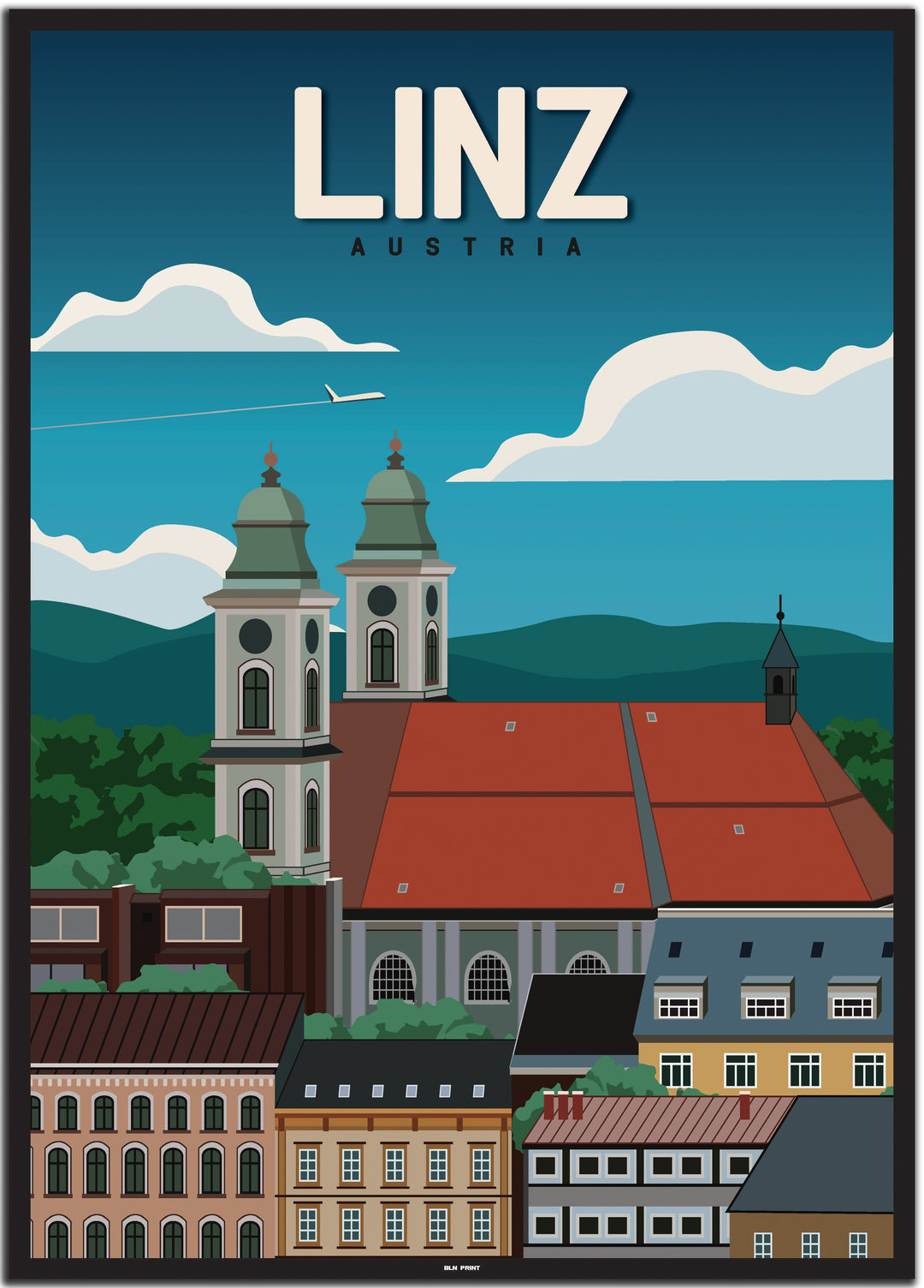 vintage linz poster shop #50x70cm-schwarzer-farbrand