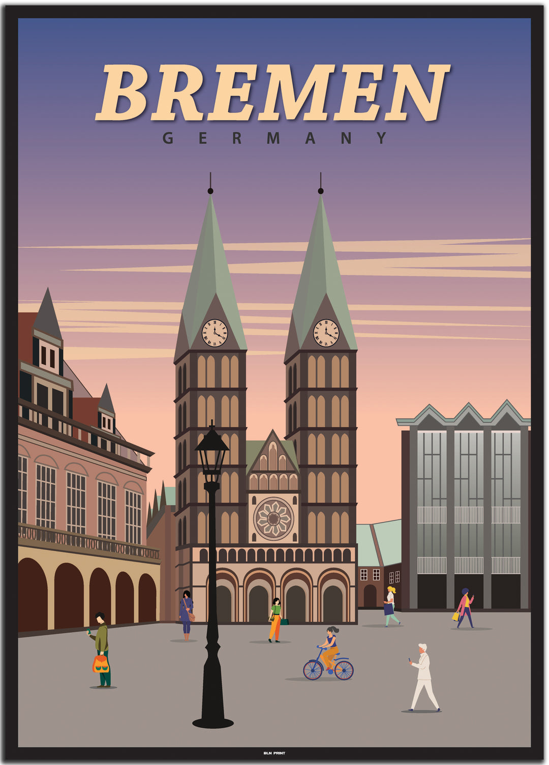 vintage bremen poster shop #50x70cm-schwarzer-farbrand