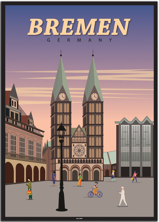 vintage bremen poster shop #50x70cm-schwarzer-farbrand